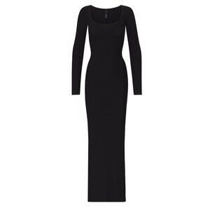 SKIMS SOFT LOUNGE LONG SLEEVE DRESS - Black - Size S